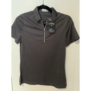 Women's Callaway Size XS Golf Opti-Dri 1/4 Zip Polo Dark Gray Short‎ Sleeve